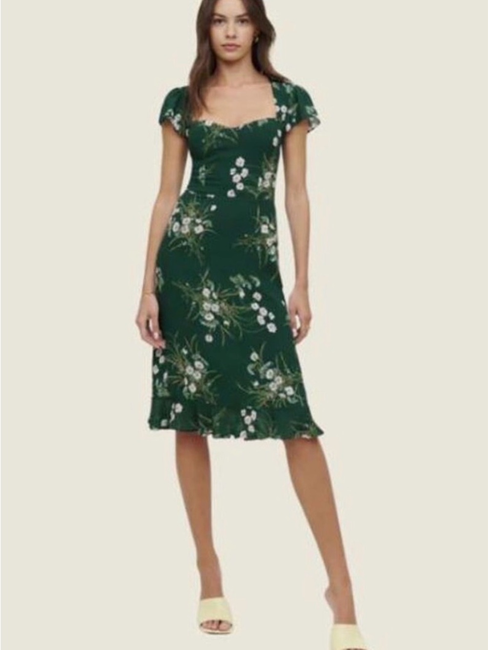Reformation Emerald Green Floral Cutout Midi Dress - Picture 3 of 3